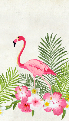 Stoffen rolgordijn met flamingo’s bij de bladeren