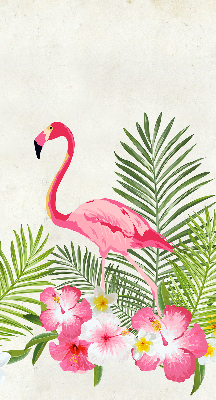 Stoffen rolgordijn met flamingo’s bij de bladeren
