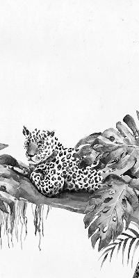 Binnengordijn met getekende cheeta's op een tak