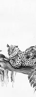 Binnengordijn met getekende cheeta's op een tak