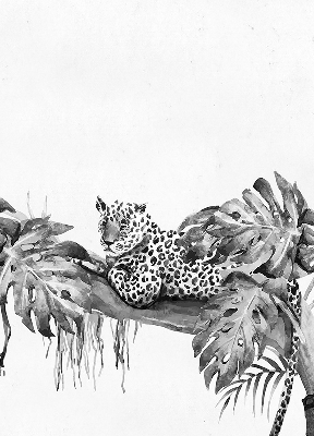 Binnengordijn met getekende cheeta's op een tak