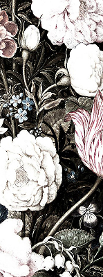 Binnengordijn een boeket bloemen