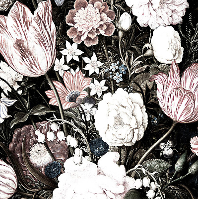 Binnengordijn een boeket bloemen