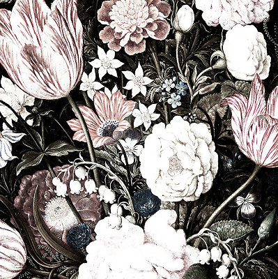 Binnengordijn een boeket bloemen