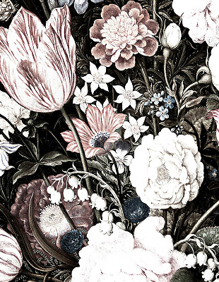 Binnengordijn een boeket bloemen