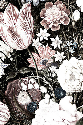 Binnengordijn een boeket bloemen