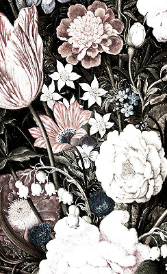 Binnengordijn een boeket bloemen