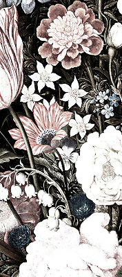 Binnengordijn een boeket bloemen