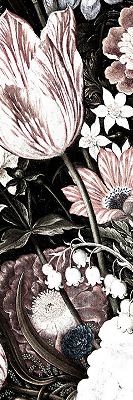 Binnengordijn een boeket bloemen