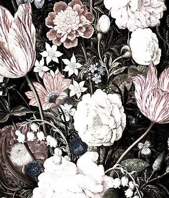 Binnengordijn een boeket bloemen