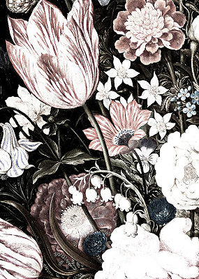 Binnengordijn een boeket bloemen