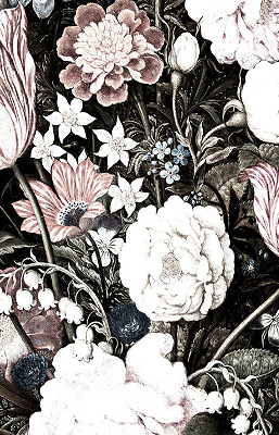 Binnengordijn een boeket bloemen