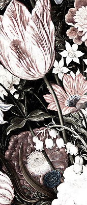 Binnengordijn een boeket bloemen