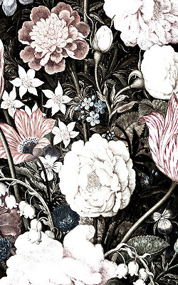 Binnengordijn een boeket bloemen