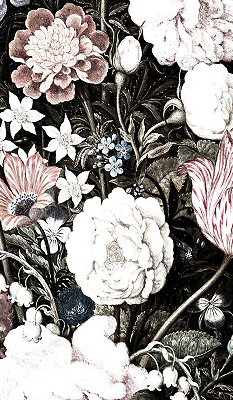 Binnengordijn een boeket bloemen