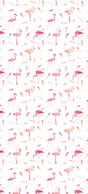 Binnenrolgordijn voor raam met print van flamingo's en hun veren