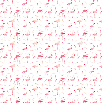 Binnenrolgordijn voor raam met print van flamingo's en hun veren