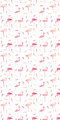 Binnenrolgordijn voor raam met print van flamingo's en hun veren