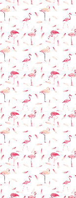 Binnenrolgordijn voor raam met print van flamingo's en hun veren