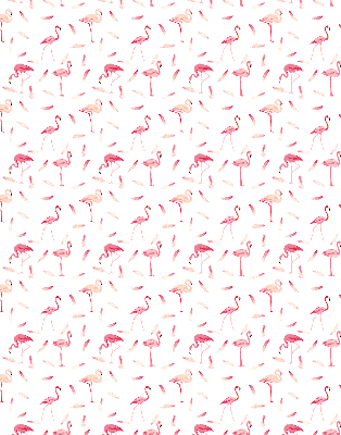 Binnenrolgordijn voor raam met print van flamingo's en hun veren