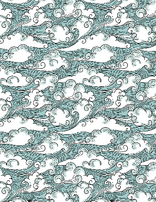 Binnenrolgordijn met print van wolken en wind
