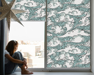 Binnenrolgordijn met print van wolken en wind