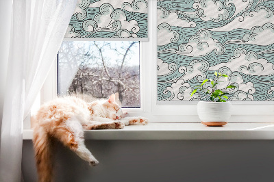 Binnenrolgordijn met print van wolken en wind