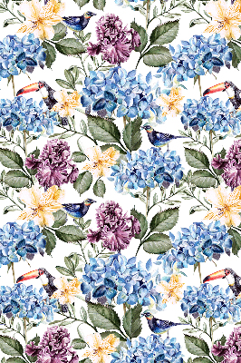 Binnenrolgordijn voor raam met toekans en bloemen