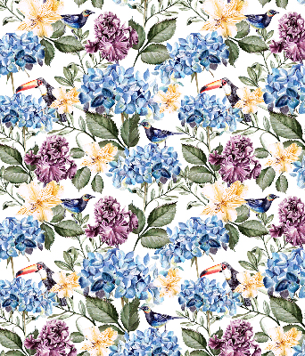 Binnenrolgordijn voor raam met toekans en bloemen