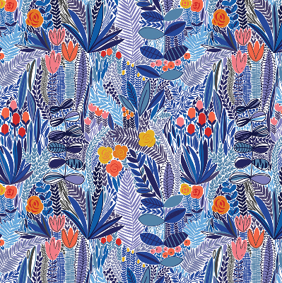 Stoffen rolgordijn met kleurrijke planten