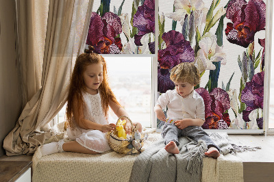 Rolgordijn voor balkondeur met kleine bloemetjes