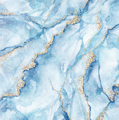 Binnengordijn in blauwe marmerkleur