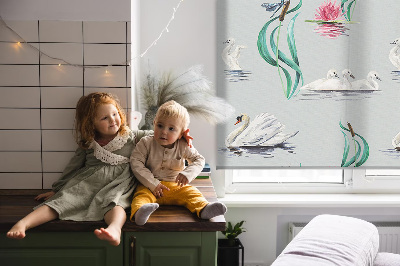 Binnengordijn met zwanen en eenden