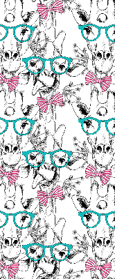 Binnengordijn met giraffenmotief en bril
