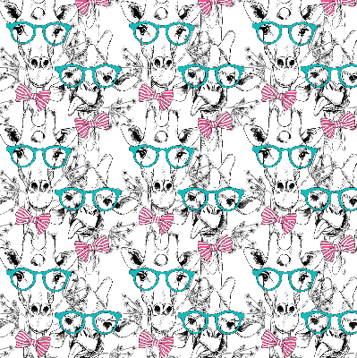 Binnengordijn met giraffenmotief en bril