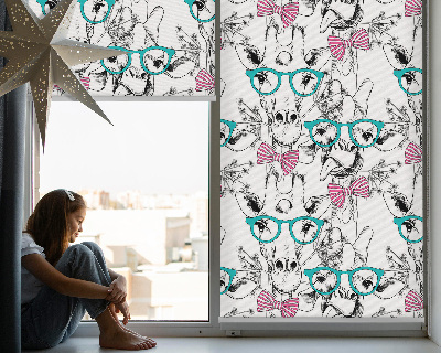 Binnengordijn met giraffenmotief en bril