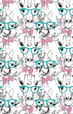 Binnengordijn met giraffenmotief en bril