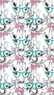 Binnengordijn met giraffenmotief en bril