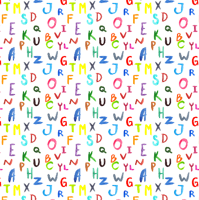 Rolgordijn voor balkondeur in kleurrijke letters