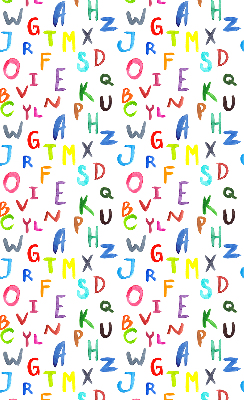 Rolgordijn voor balkondeur in kleurrijke letters