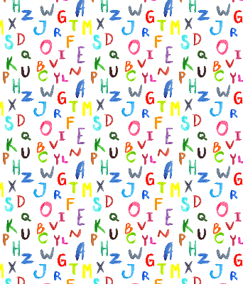 Rolgordijn voor balkondeur in kleurrijke letters