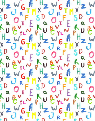 Rolgordijn voor balkondeur in kleurrijke letters