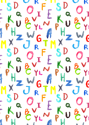 Rolgordijn voor balkondeur in kleurrijke letters