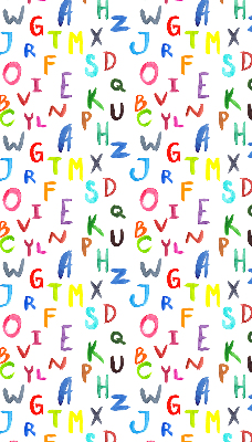 Rolgordijn voor balkondeur in kleurrijke letters
