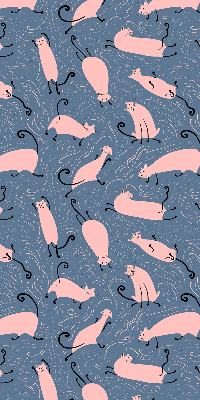 Binnenrolgordijn voor raam in roze met kattenmotief