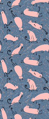 Binnenrolgordijn voor raam in roze met kattenmotief