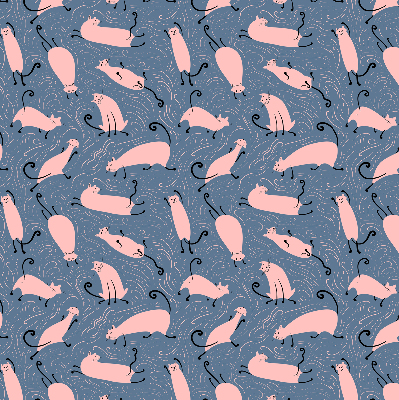Binnenrolgordijn voor raam in roze met kattenmotief