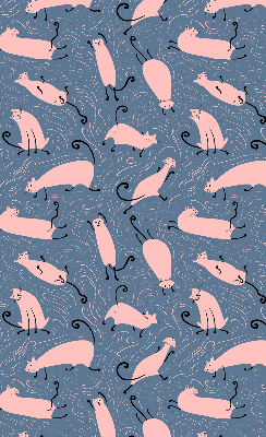 Binnenrolgordijn voor raam in roze met kattenmotief