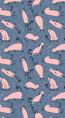 Binnenrolgordijn voor raam in roze met kattenmotief