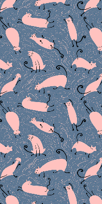 Binnenrolgordijn voor raam in roze met kattenmotief
